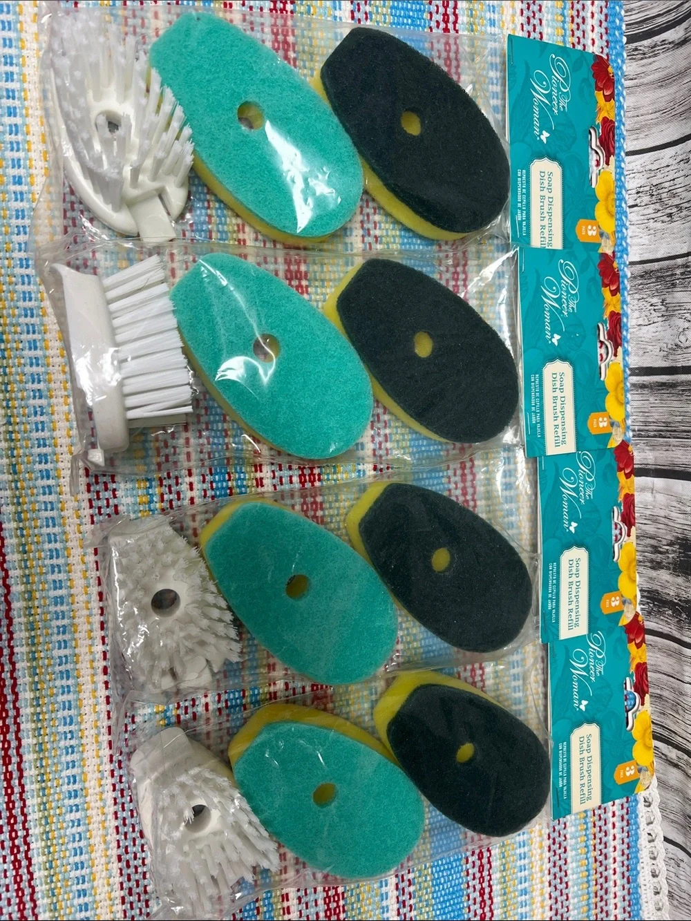 The Pioneer Woman Teal and Yellow Soap Dispensing Dish Brush Refill - 4 sets